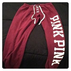 Maroon Pink Victorious Secret Sweat Pants,
